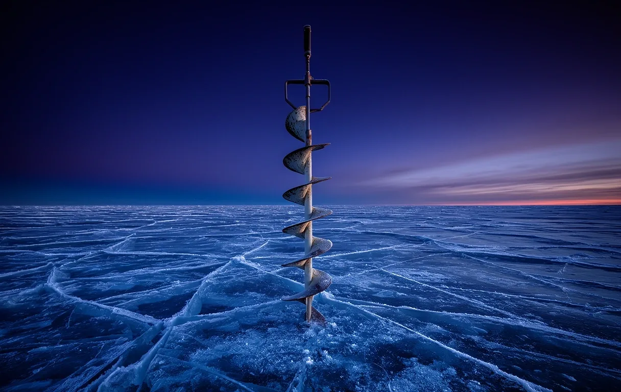Frozen arctic horizon at dusk